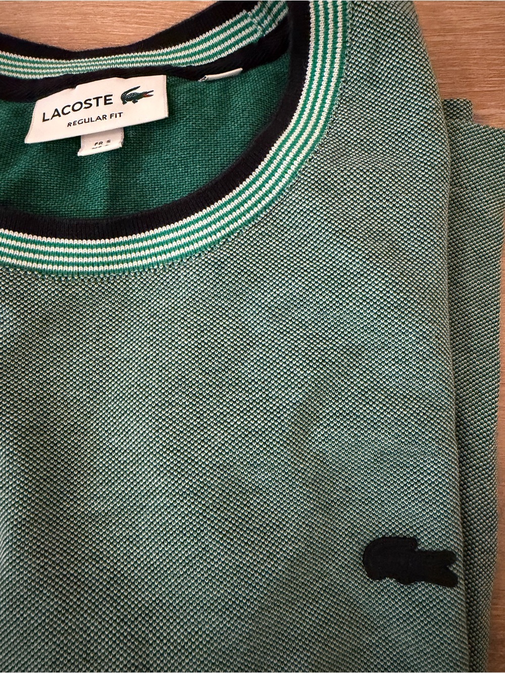 Lacoste Men's Regular Fit Ribbed Collar Cotton T-Shirt Green Large
